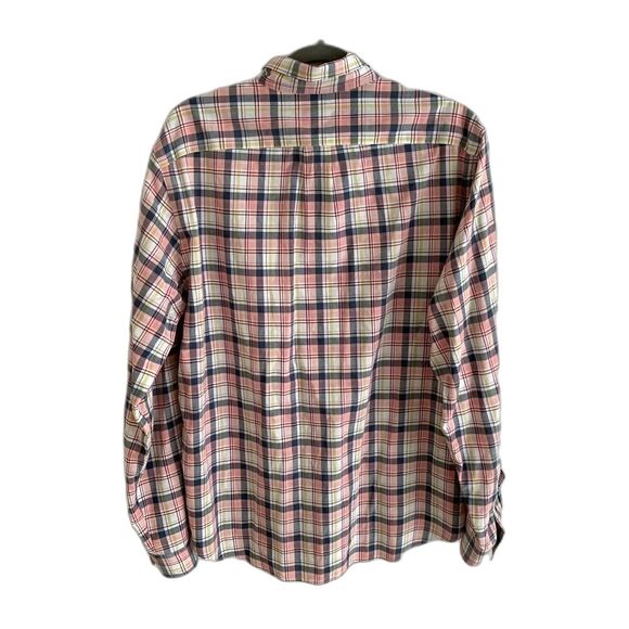 J. Crew Madras Plaid Button Down Shirt Large Pink Yellow Blue Cotton Mauritius - Picture 2 of 6